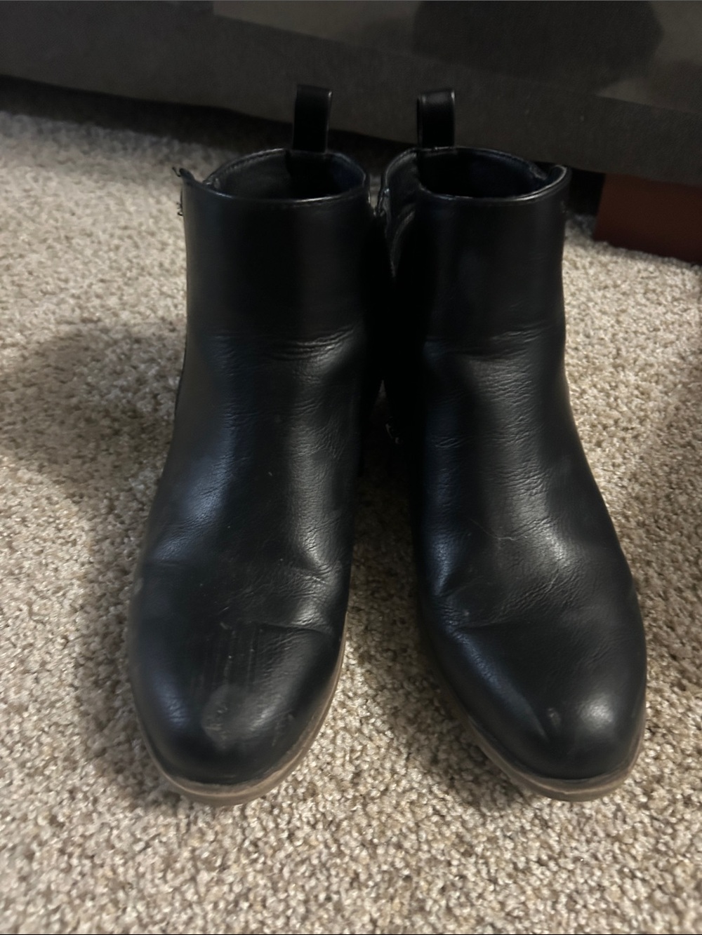 Dream Pairs Black Leather Ankle Booties with Low Heel